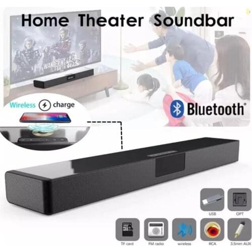 TV Soundbar Radio Fm Alarm Clock Hifi Speaker Home Theater Bluetooth Optical Led Display Remote Control Wireless Charger Music