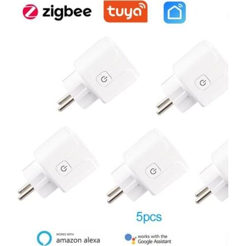 16A Zigbee Smart Plug Socket Energy-saving and Safe EU Multi Plug Tuya APP Control Works With Alexa Google Assistant
