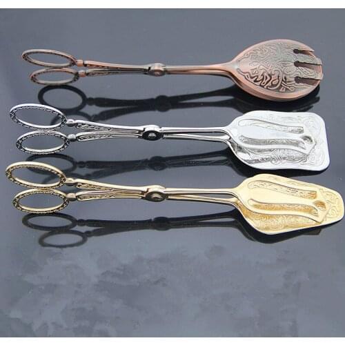 Vintage Food Tong Snack Cake Clip Salad Bread Pastry Clamp Baking Barbecue Tool Fruit Salad Cake Clip Kitchen Utensils