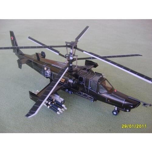 High quality Russian -50 card "black shark" armed helicopter 3D Paper Model Kit