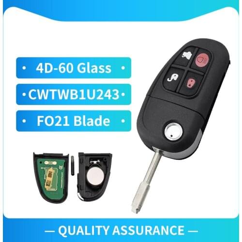 XNRKEY 4B Flip Key 315/ 433Mhz With 4D-60 Glass Chip For Jaguar
