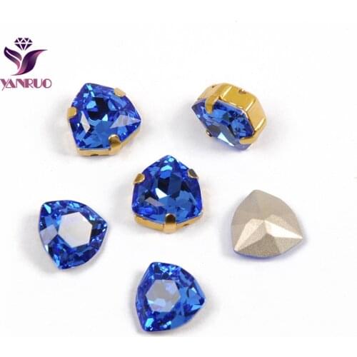 YANRUO 4706 Trilliant Sapphire Crystal Fancy Rhinestones Glass Sew on Stones Garment Decoration Crafts All for Handiwork