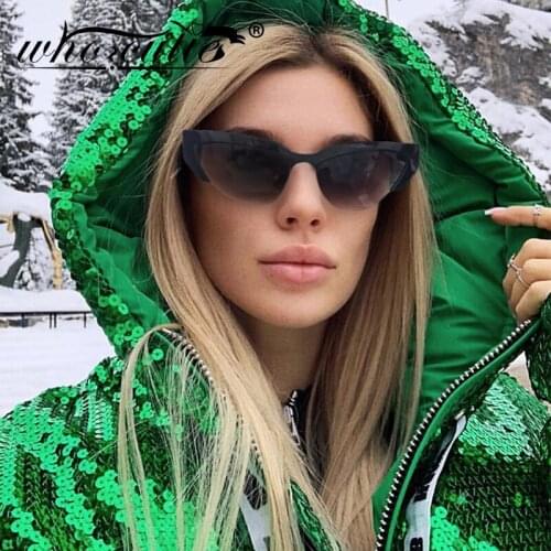 WHO CUTIE 2019 Women Cat Eye Sunglasses Vintage Brand Design Half Frame Tortoiseshell Cateye Sun Glasses Fade Lens Female OM876