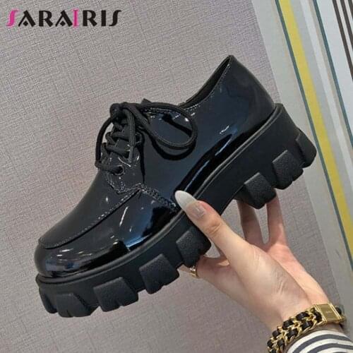 SaraIris Platform Cool Lace Up Pumps Women 2021 Solid Casual Leisure Spring Pumps Ladies Fashion Punk Chunky Shoes
