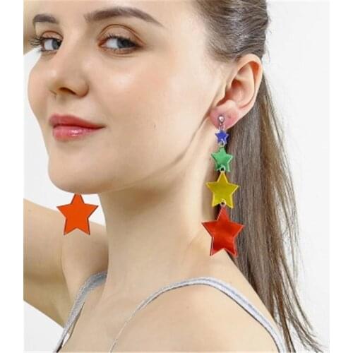 Women Drop Dangle Earrings Weird Big Long Punk Hip hop Colorful Stars Pendients Fashion Jewelry