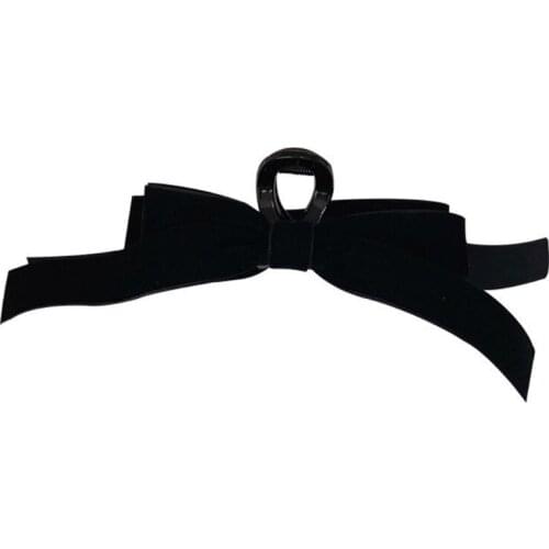 066C Non-Slip Velvet Bow Hair Claw Clips Sweet Satin Bow Hair Jaw Clip French Design Strong Hold Hair Jaw Clip Supplies