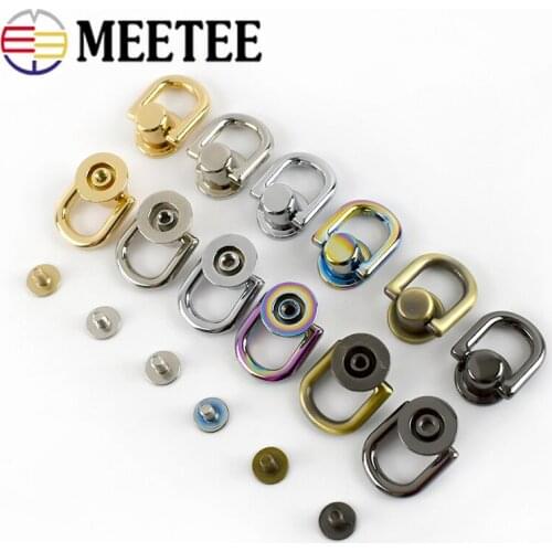10/30pcs 10mm D Ring Bag Handles Chain Hook Bag Side Clip Screw Nail Rivet Handbag Strap Connector Clasp Buckle DIY Craft