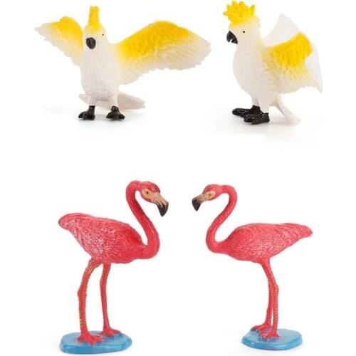 10 Pieces Realistic Bird Model Plastic Animals Figurines Toy Set, Cockatoo, Flamingo, Hummingbird, Macaw