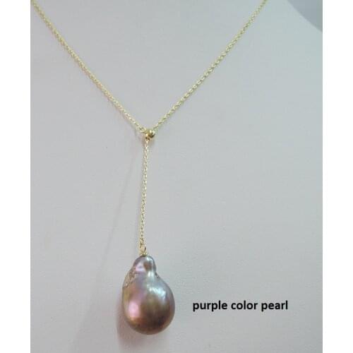 100% nature freshwater pearl pendant necklace,925 silver chain-11-13 mm big baroque pearl pendant necklace,silver and gold color