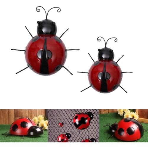 Ladybug Garden Decor Wall Hanging Sculpture Figure Hanger Decor 2x