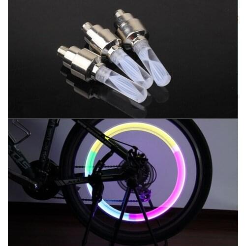 2pcs bike lights mountain road bike bicycle lights LEDS Tyre Tire Valve Caps Wheel spokes LED Light 7 color auto lamp lamps