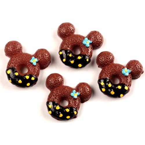 20Pcs Coffee Mouse Cakes Resin Decoration Crafts Kawaii Bead Flatback Cabochon Scrapbook DIY Accessories Buttons
