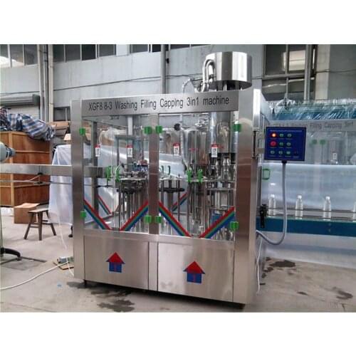 2018 Huaxing XGF8-8-3 monobloc 3 in 1 washing filling and capping machine for water production filling line