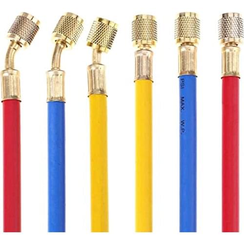 3PCS R134A R410A R22 R12 800 PSI Manifold Gauge Set Refrigeration Charging Hose HVAC Refrigerant Charging Hoses Set With Valve