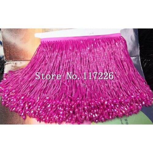 5 yards /bag hot pink tube color 15 cm width ribbon fringe tassel for bridal gown wedding/dress decoration