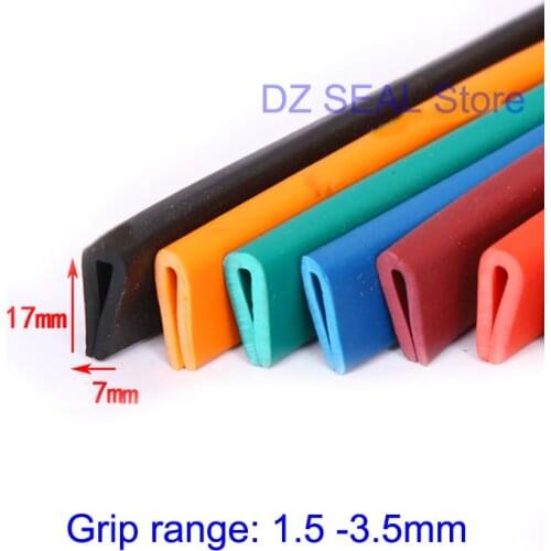 7 x 17mm Metal Edge Trim Glass Edge Guard Rubber Sealing Strip Weatherstrip Car Door Window Protector