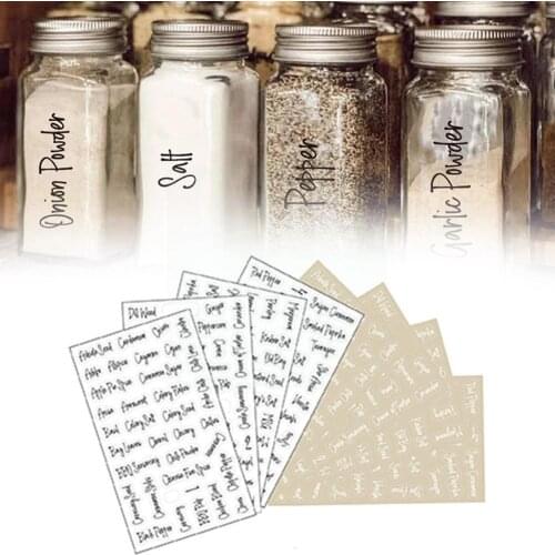 8 sheet Spice label waterproof Transparent Pantry Stickers supplies kitchen Spice Labels Stickers Food For Pantry E5X8