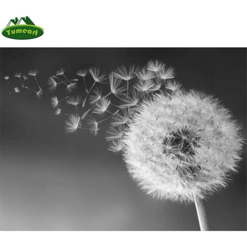Diamond Painting By Number Full Square Dandelion Embroidery Cross Stitch 5D DIY Mosaic Diamond Picture Decor Black White Decor