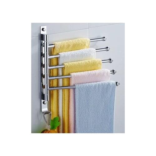 Space Aluminum Bathroom Towel Rack Free Punching Rotating Towel Bar Bathroom Suction Wall Hanging Activity Towel Rack Toilet