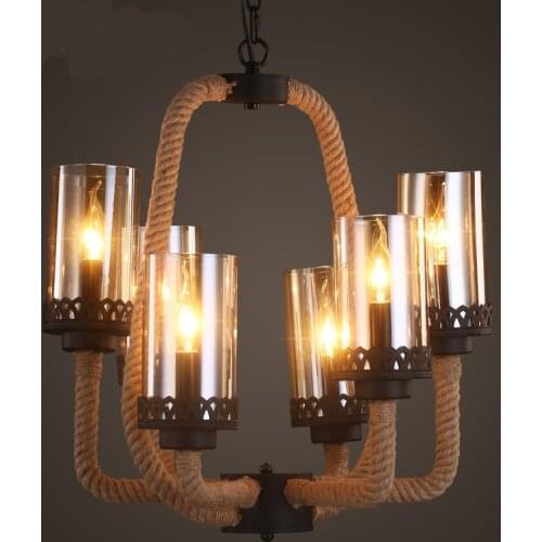 Haosiman American Pendant Lights country creative restaurant cafe Nordic retro clothing store lighting living room rope LU728307