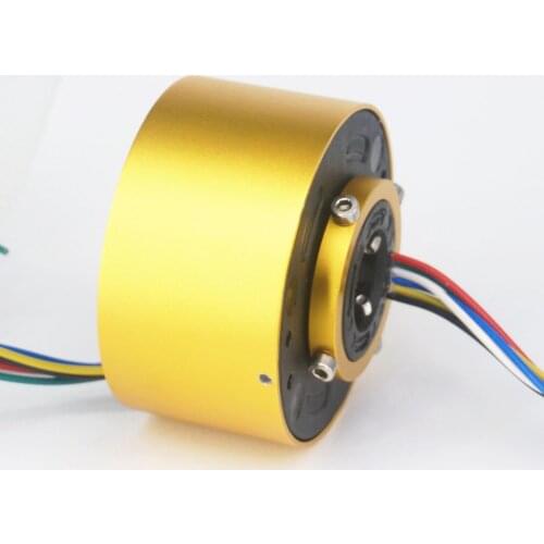 25.4mm Hole 86mm OD 6 Wires 10A 250Rpm Aluminum Capsule Slip Ring Alloy Case For Monitor Robotic Wind Power Generator IP51