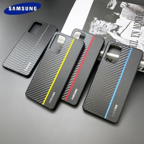 Carbon Fiber Case For Samsung Galaxy A52 A72 Genuine Leather Ultrathin Cover Soft PC All-Inclusive A 52 72 Luxury Back Shell