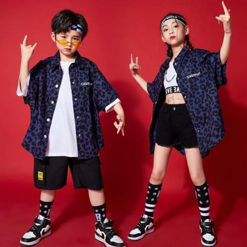 Kids Concert Hip Hop Clothing Oversized Shirt Streetwear Summer Shorts for Girls Boys Dance Costume Clothes Singers show Outfits