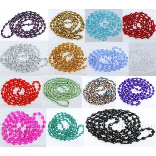 Long 46" round carved red gray yellow white green sky-blue blue pink Multicolor purple black golden crystal necklace j11738-4