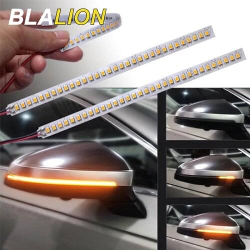 2pcs Flexible Turn Signal Warning Strip Light Universal Car Rearview Mirror Indicator Lamp Streamer Strip Auto Flowing LED Light