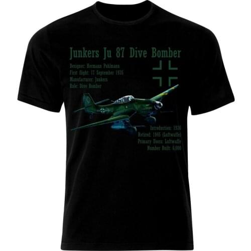 Junkers Ju-87 Stuka Sturzkampfflugzeug Dive Bomber Wehrmacht Germany Men T-Shirt SHORT Casual Cotton O-Neck tshirt
