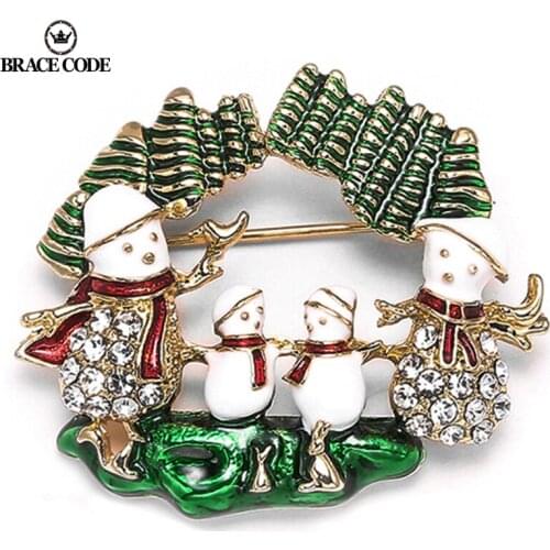 New Enamel Apple Bell Gifts Santa Deer Santa Snowman Christmas Tree Brooch Crystal Brooch Charm Christmas Gifts