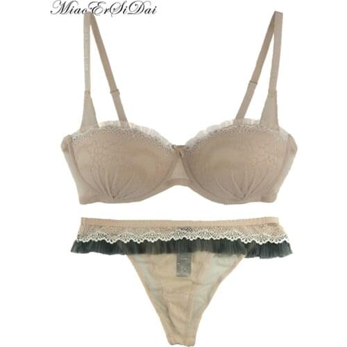MiaoErSiDai Sexy Females Bra Set Push Up Small Breast Bra Under the Care Of Cheap Bra And Brief And Thong Girls Underwear