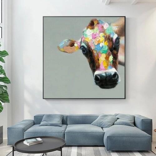 Cow Oil painting On Canvas Wall Pictures Paintings For Living Room Wall Art Canvas Pop art Cattle modern Abstract Hand Painted