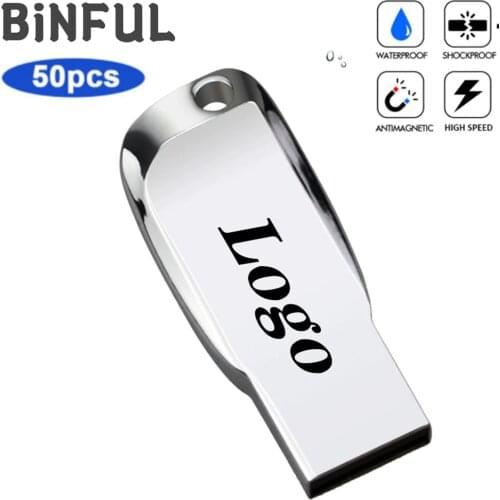 BiNFUL 50pcs Metal Waterproof Pen Drive USB 2.0 Pendrive High Quality Usb Flash Drive 128MB 1GB 2GB 4GB 8G 16GB 32GB Usb Stick