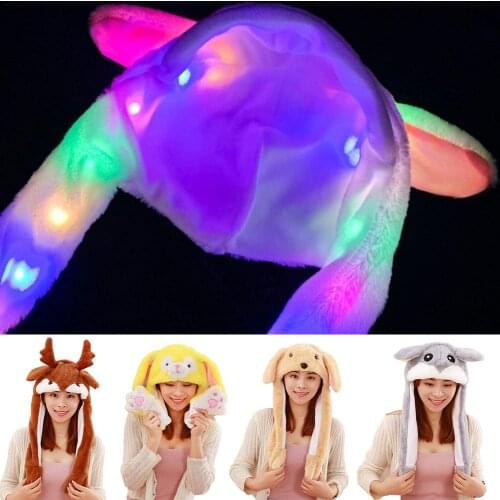 2019 Fashion Moving Hat Rabbit Ears Plush Air Bag Sweet Cute Light Cap Ear Moving Cap Cartoon Toys Gifts