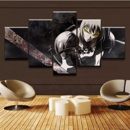 Canvas Wall Art Modular Picture HD Print Poster 5 Panel Animation Claymore Sword Paintings Frame For Living Room Home Decoration