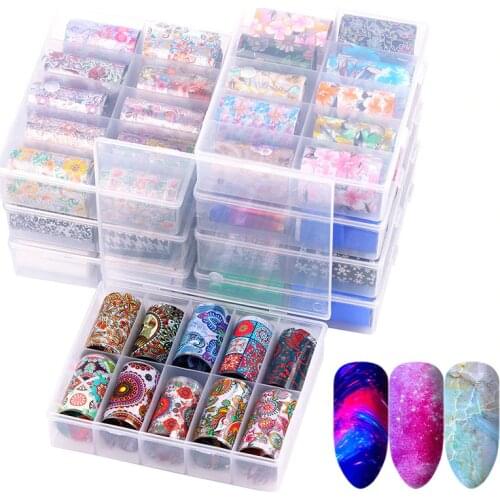 10 Pcs Holographic Nail Foil Set Transparent Leopard AB Color Nail Art Decoration 4*60cm Manicure DIY Holo Transfer Stickers