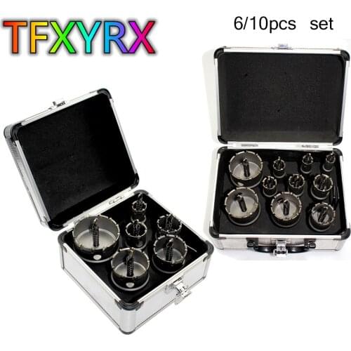 6/10pcs Core Drill Bit Set Alloy Hole Opener for Metal Thick Iron Plate Stainless Steel Hole Saw with Box