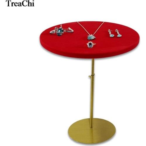 New Adjustable Metal Jewelry Display Raiser Rack Jewelry Shop Necklace Ring Bracelet Sunglasses Display Round Stand Tray Counter