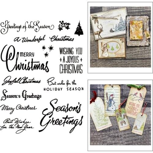 2021 New Words Merry Christmas Clear Stamps Sets and Scrapbooking For Crafts Seasons Greeting Card Making no Metal Cutting Dies