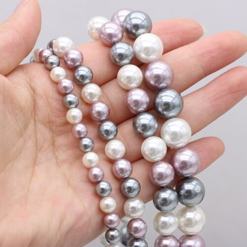 New Style Section Shell Bead Mix-Color Round Loose Beads Charms For Jewelry Making DIY Necklace Bracelet Earrings Ring Accessory