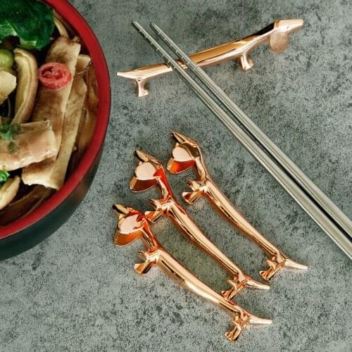 Zinc Alloy Creative Cute Running Deer Chopsticks Stand Rack Spoon Fork Knife Holder Decoration