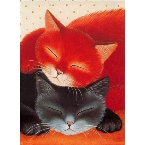 Red cat and black cat c,Full,Diamond Embroidery,5D,Diamond Painting,Cross Stitch,3D,Diamond Mosaic,Needlework,Crafts,Gift,Sale