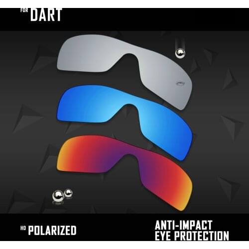 OOWLIT 3 Pieces Polarized Sunglasses Replacement Lenses for Oakley Dart-Silver& Midnight Sun & Ice Blue
