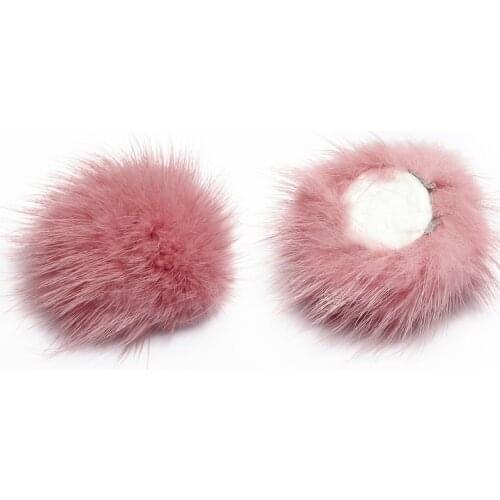 BASEHOME 6pcs/lot Mink Fur Jewelry Findings 5cm Half Ball Fur Pompom DIY Jewelry Mink Half Ball for Shoes Jewelry Cloth Making