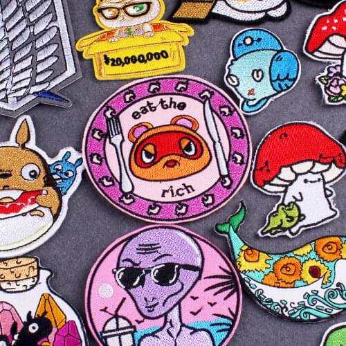 Hot Anime Patches For Clothing Animal Crossing Patch Embroidered Patches On Clothes Patches Accessory Cute Alien Iron On Patch