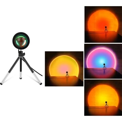 Sunset Projection Lamp Rainbow Atmosphere Led Light Inndoor Decor Nightlight USB Fill Light With Tripod