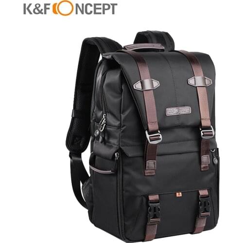 K&F CONCEPT Camera Backpack Photography Storager Bag Side Open Available for 15.6in Laptop with Rainproof Cover Tripod Straps