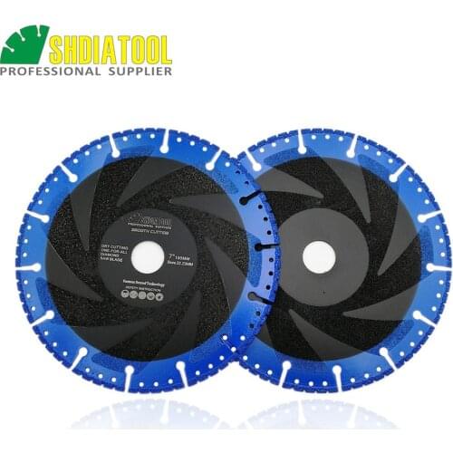 SHDIATOOL 2pcs Dia 7"/180mm Vacuum Brazed Diamond Blade Demolition Cutting Disc One-for-all Diamond wheel multi purpose sawblade