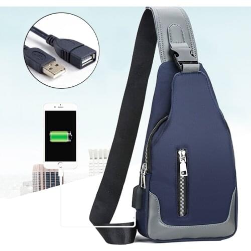 Messenger Bag Travel Shoulder Oxford Cloth Chest Bag Large Capacity Headphone Plug Crossbody Pack USB Charging G173
